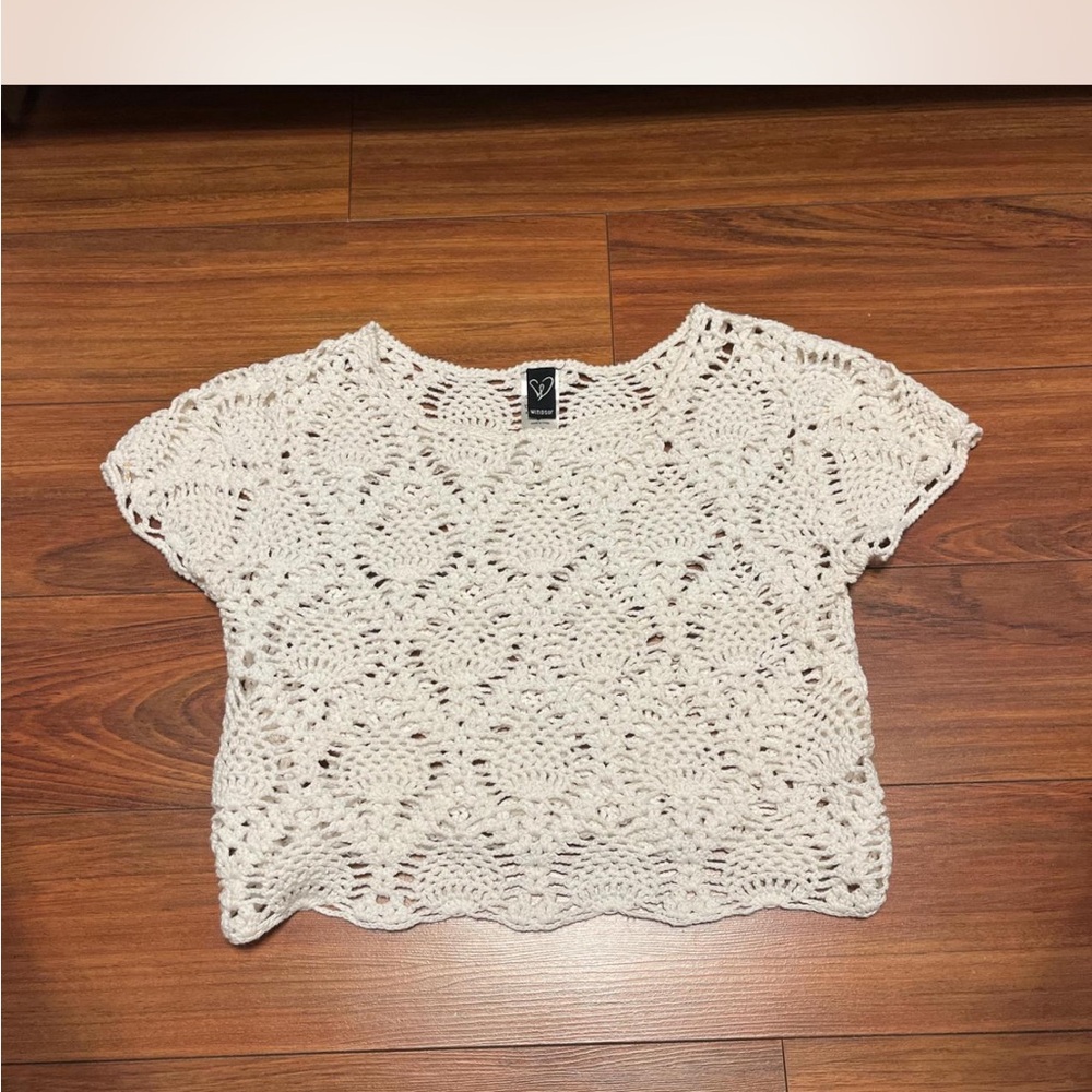 Windsor Crochet Lace Crop Top - White